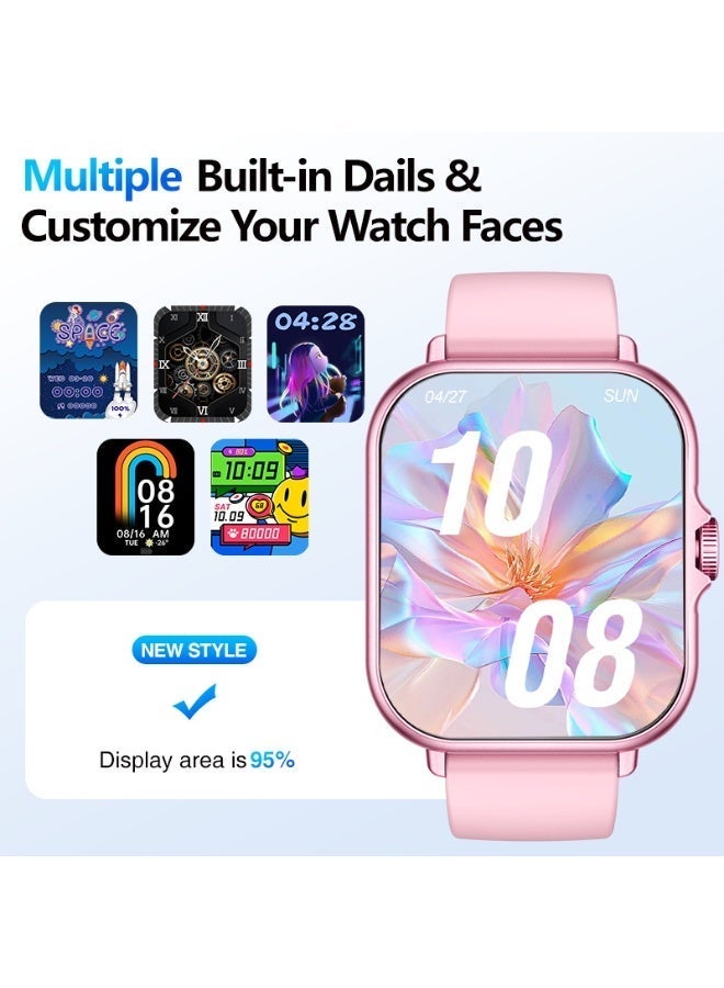 Trytoo Women Smart Watch Bluetooth Calling, 2.0” HD IPS Display, Heart Rate & Sleep Monitor, Custom Watch Faces, Waterproof Fitness Smartwatch – Pink - Image 2